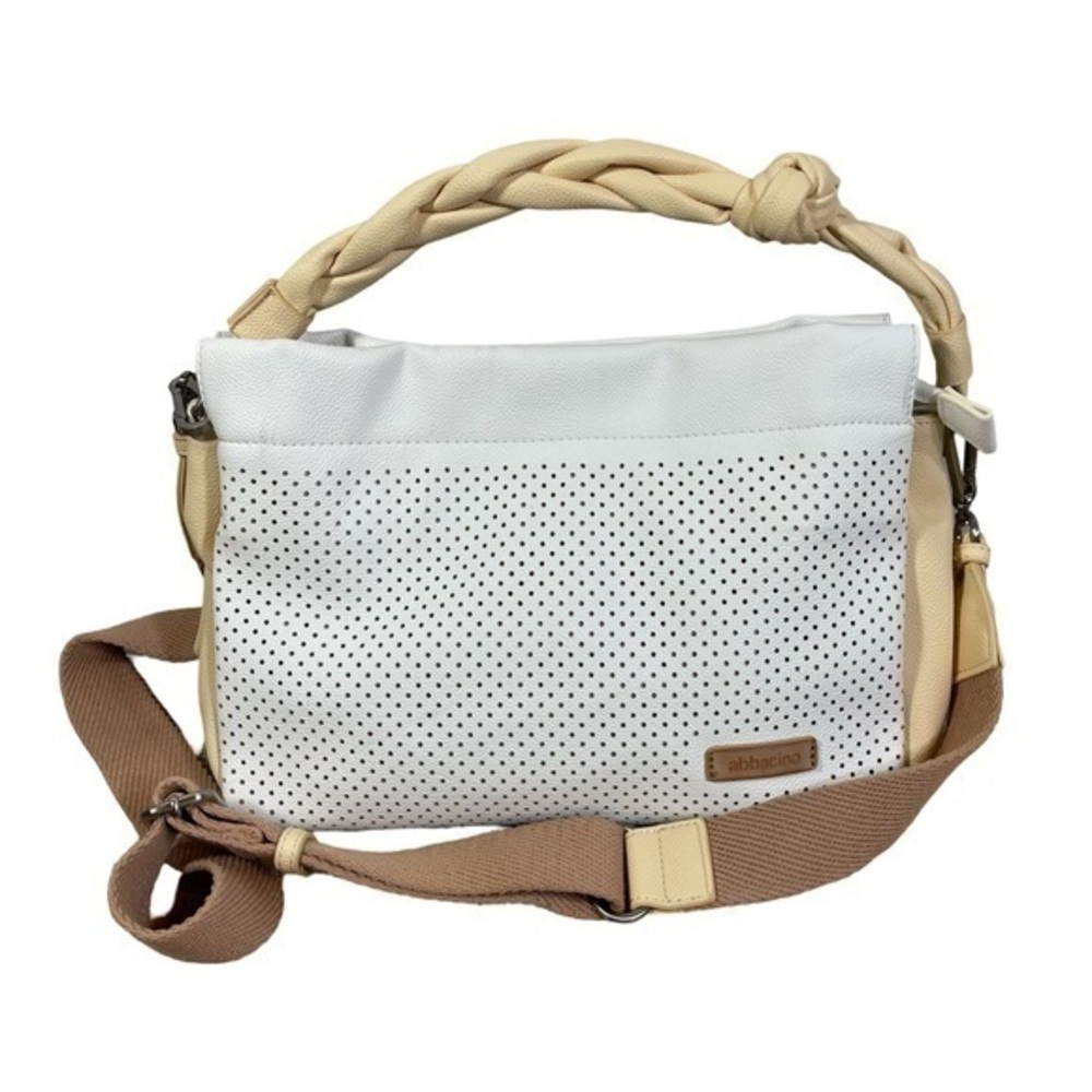 Chic White and Tan Crossbody Bag